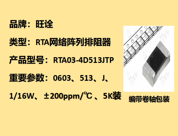 RTA網絡陣列排阻0603,51KΩ,1/16W,5K裝