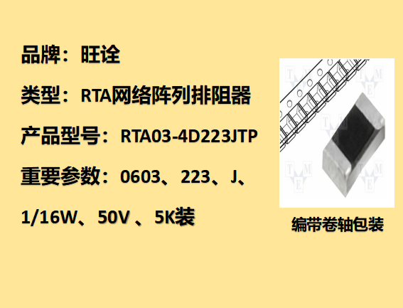 RTA網絡陣列排阻0603,22KΩ,1/16W,5K裝